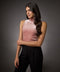 High Neck Sleeveless Velvet Top-  Brown